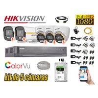 CÁMARAS SEGURIDAD KIT 5 HIKVISION 1080P | COLORVU VISION COLOR 1TB