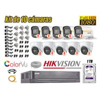 CÁMARAS SEGURIDAD KIT 10 HIKVISION 1080P | COLORVU VISION COLOR 1TB