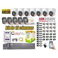 CÁMARAS SEGURIDAD HIKVISION KIT 12 1080P | COLORVU VISION COLOR 1TB