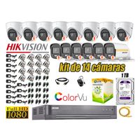 CÁMARAS SEGURIDAD HIKVISION KIT 14 FULL HD | COLORVU VISION COLOR 1TB