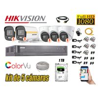 CÁMARAS SEGURIDAD KIT 5 1080P HIKVISION | COLORVU VISION COLOR 1TB
