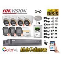 CÁMARAS SEGURIDAD KIT 7 HIKVISION 1080P | COLORVU VISION COLOR 1TB