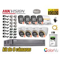 CÁMARAS SEGURIDAD KIT 8 HIKVISION 1080P | COLORVU VISION COLOR 1TB