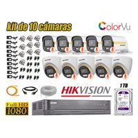 CÁMARAS SEGURIDAD KIT 10 FULL HD HIKVISION | COLORVU VISION COLOR 1TB