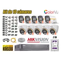 CÁMARAS SEGURIDAD KIT 10 HIKVISION 1080P | COLORVU VISION COLOR 2TB