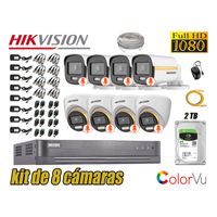 CÁMARAS SEGURIDAD KIT 8 FULL HD HIKVISION | COLORVU VISION COLOR 2TB