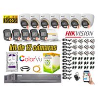 CÁMARAS SEGURIDAD KIT 12 FULL HD HIKVISION | COLORVU VISION COLOR 2TB