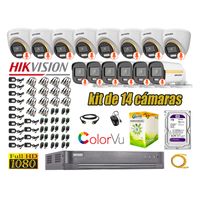 CÁMARAS SEGURIDAD KIT 14 HIKVISION 1080P | COLORVU VISION COLOR 1TB