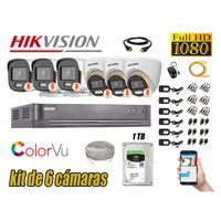 CÁMARAS SEGURIDAD KIT 6 HIKVISION 1080P | COLORVU VISION COLOR 1TB