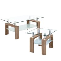 Juego de Mesa de Centro + Mesa de Lado Roble