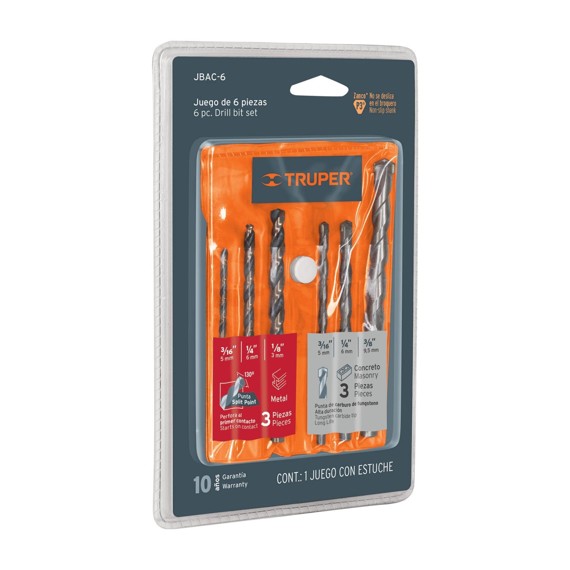 Juego de brocas para metal y concreto 6 piezas, Truper