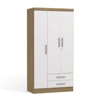 Ropero Ema 3 Puertas 2 Cajones Blanco/Maple Kappesberg