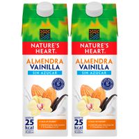Pack Bebida de Almendra NATURE'S HEART Vainilla Sin Azúcar Caja 946ml Paquete 2un