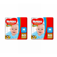 Pack HUGGIES Pañales Natural Care Hiper Niño Talla M Paquete 60un x 2un