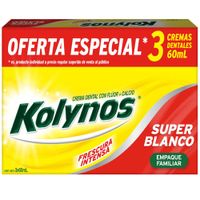 Pack Crema Dental KOLYNOS Super Blanco Paquete 180ml