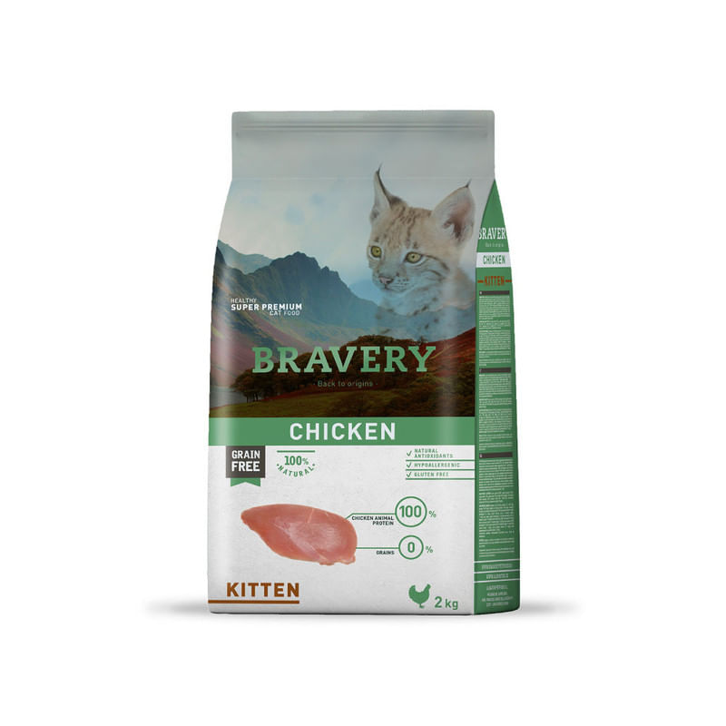 Alimento para Gatitos Bravery Pollo 2 Kg