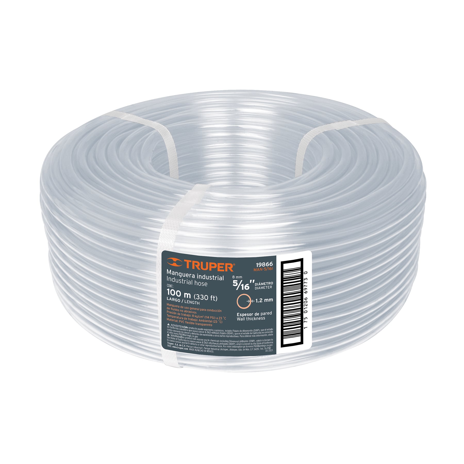 Manguera industrial de nivel 5/16 rollo por 100 metros Truper