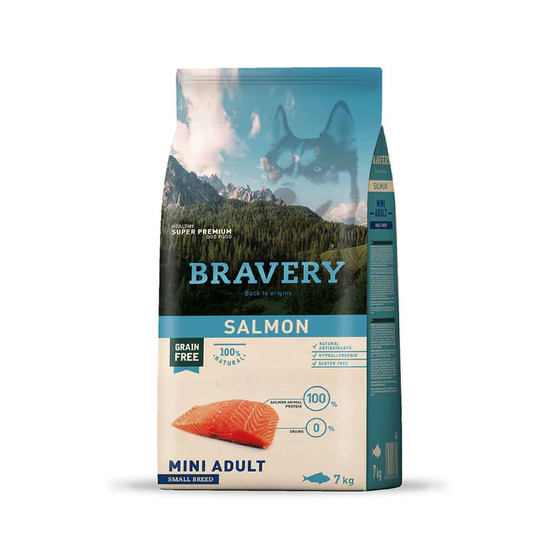 Alimento para Perros Raza Pequeña Adulto Bravery Salmón 7Kg