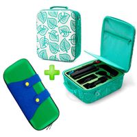 Pack Maleta para Nintendo Switch y Oled Verde Animal Crossing + Estuche Luigi Verde/Azul