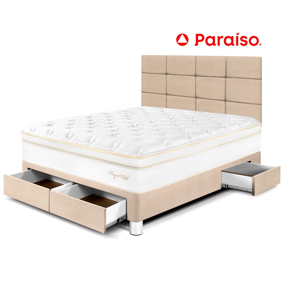 Dormitorio Royal Cloud con Cajones 2 Plazas y Cabecera Blocks Champagne