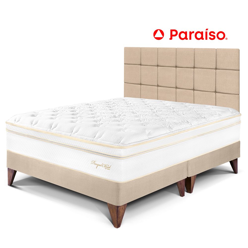 Dormitorio Europeo Royal Cloud King con Cabecera Blocks Champagne