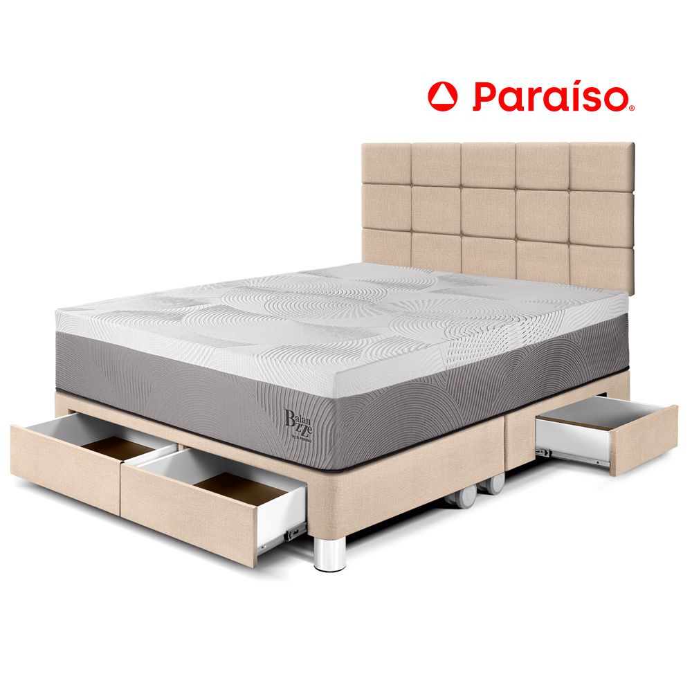 Dormitorio Royal Balanzze Cajones Queen Cabecera Blocks Champagne