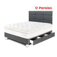 Dormitorio Royal Cloud con Cajones 1.5 Plazas y Cabecera Blocks Gris