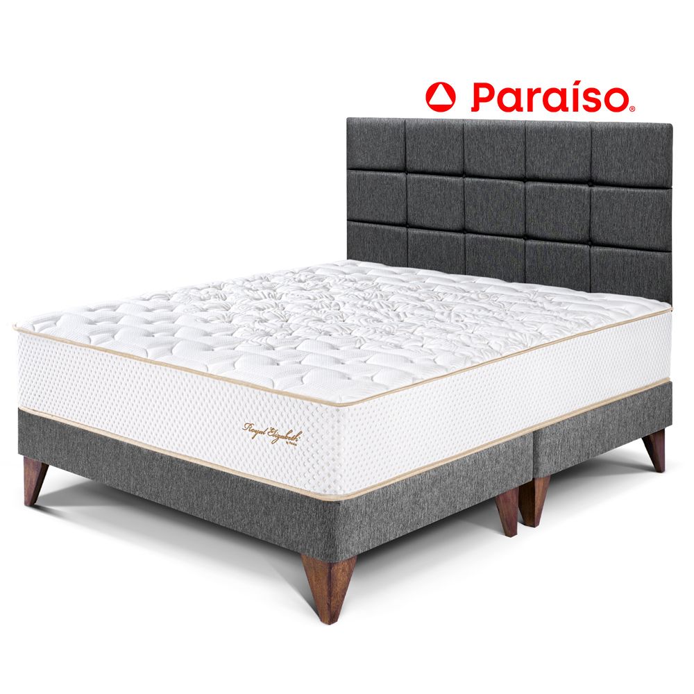 Dormitorio Europeo Royal Elizabeth Queen con Cabecera Blocks Gris