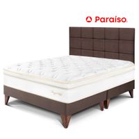 Dormitorio Europeo Royal Cloud Queen con Cabecera Blocks Chocolate