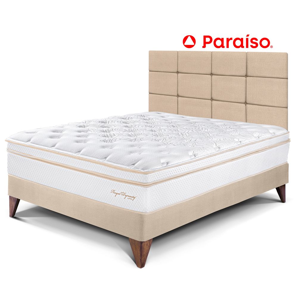 Dormitorio Europeo Royal Dynasty 2 Plazas y Cabecera Blocks Champagne