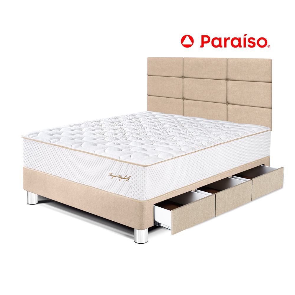 Dormitorio Royal Elizab con Cajones 1.5 Plazas Cabecera Block Champagne