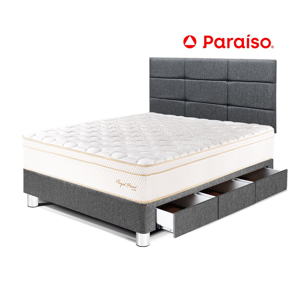 Dormitorio Royal Prince Cajones 1.5 Plazas Cabecera Blocks Gris