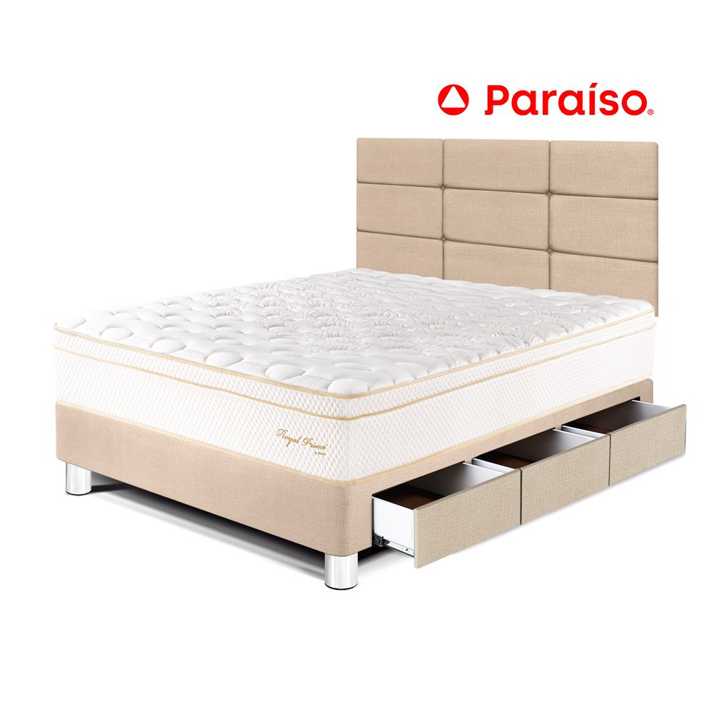 Dormitorio Royal Prince Cajones 1.5 Plazas Cabecera Blocks Champagne