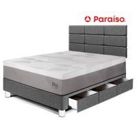 Dormitorio Royal Balanzze Cajones 1.5 Plazas Cabecera Blocks Gris