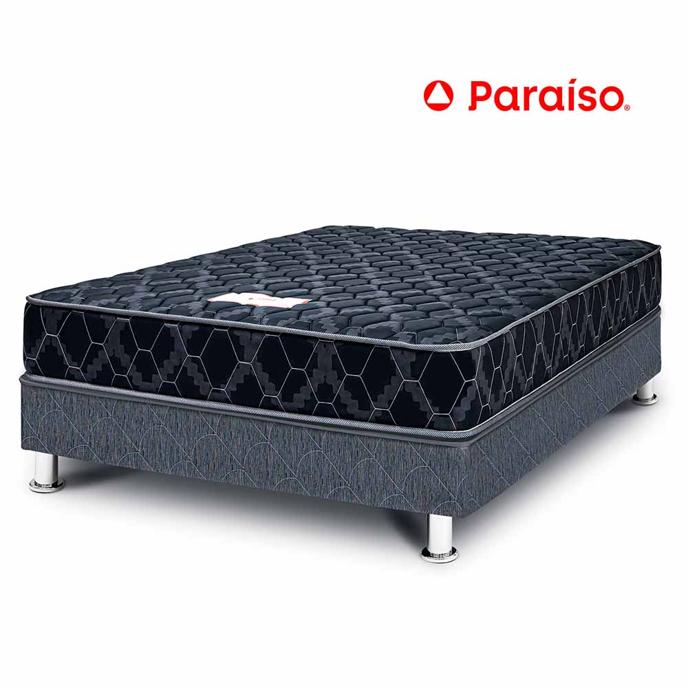 Cama Box Tarima PARAISO Consul Black 2 Plazas + 2 Almohadas + Protector