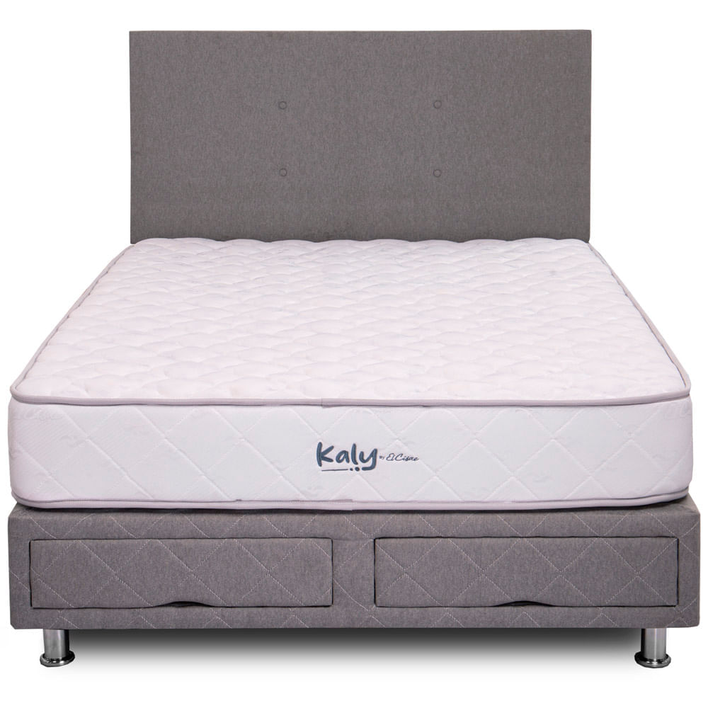 Dormitorio EL CISNE Kaly Gris 2 Plazas + 2 Cajones