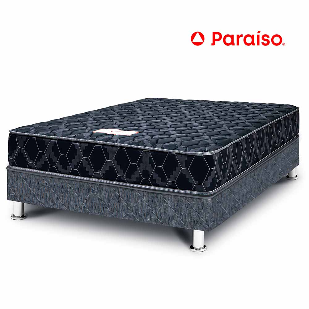 Cama Box Tarima PARAISO Consul Black 1.5 Plazas + 1 Almohada + Protector