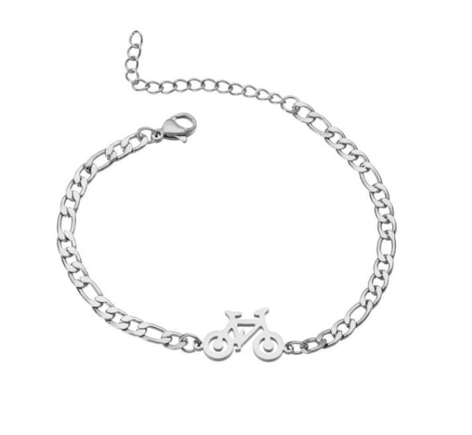Pulsera bicicleta unisex plateada