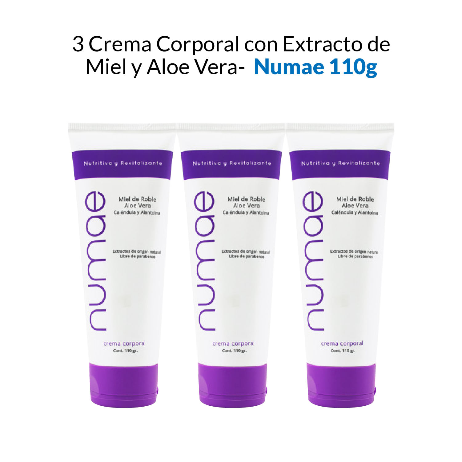 3 Crema Corporal Extracto de Miel y Aloe Vera - Numae 110g