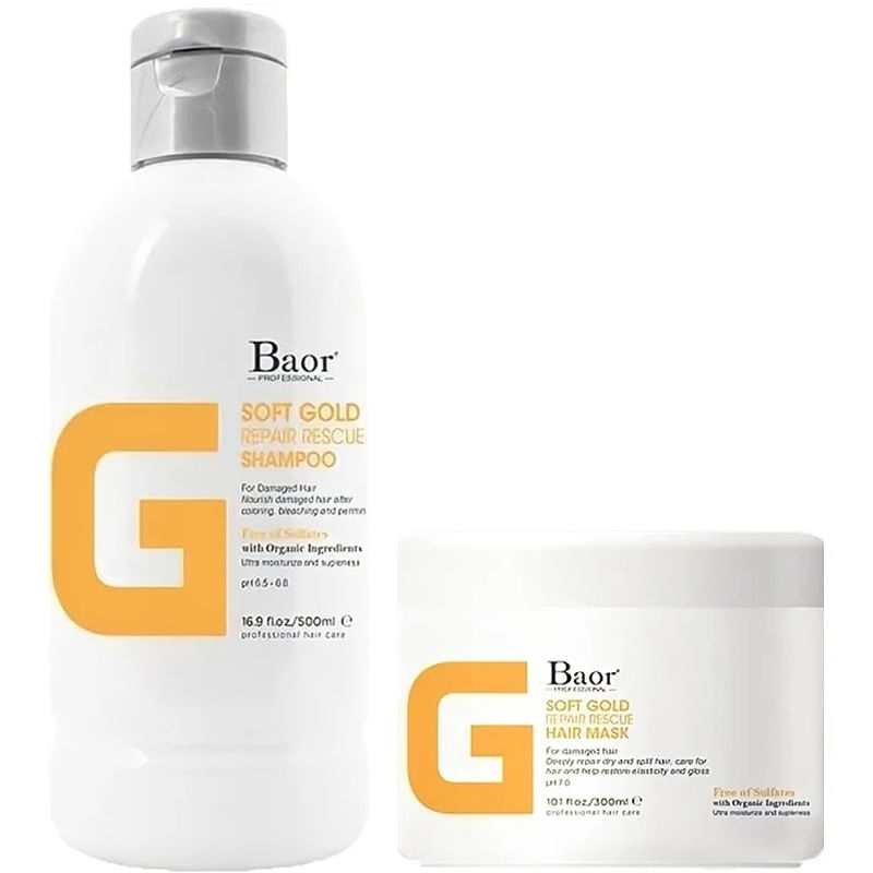 Shampoo Reparador + Mascarilla Baor G Soft Gold