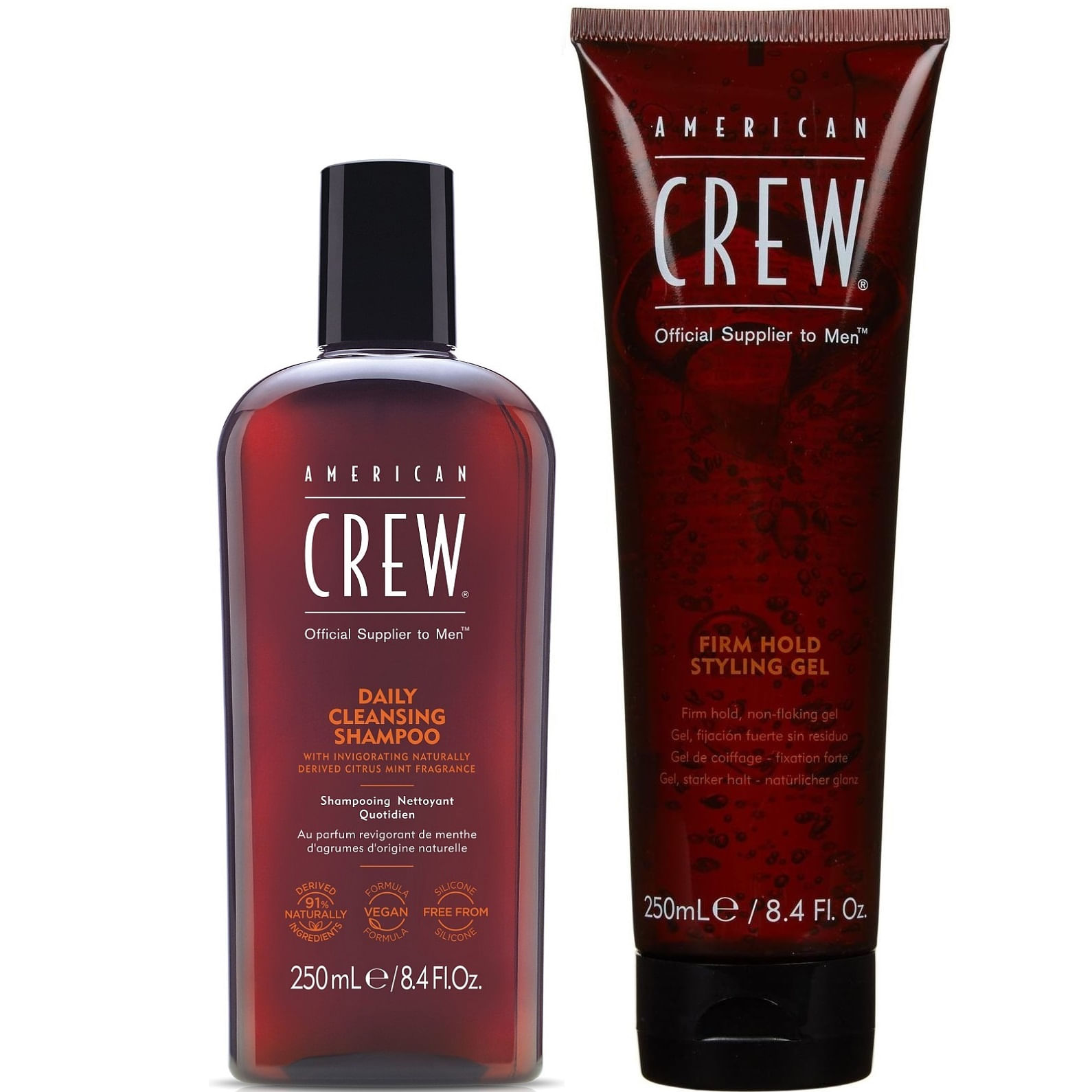 Daily Shampoo 250ml + Firm Hold Styling Gel American Crew Men