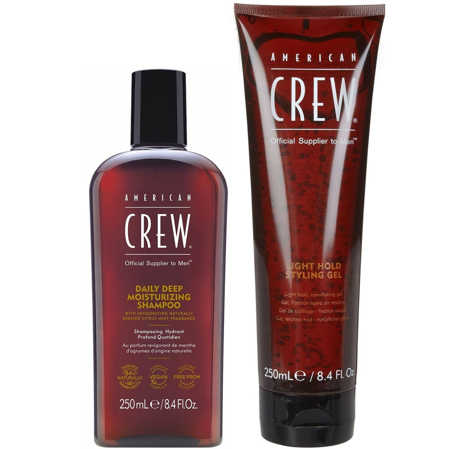 Shampoo Hidratante 250ml + Light Hold Styling Gel American Crew Men