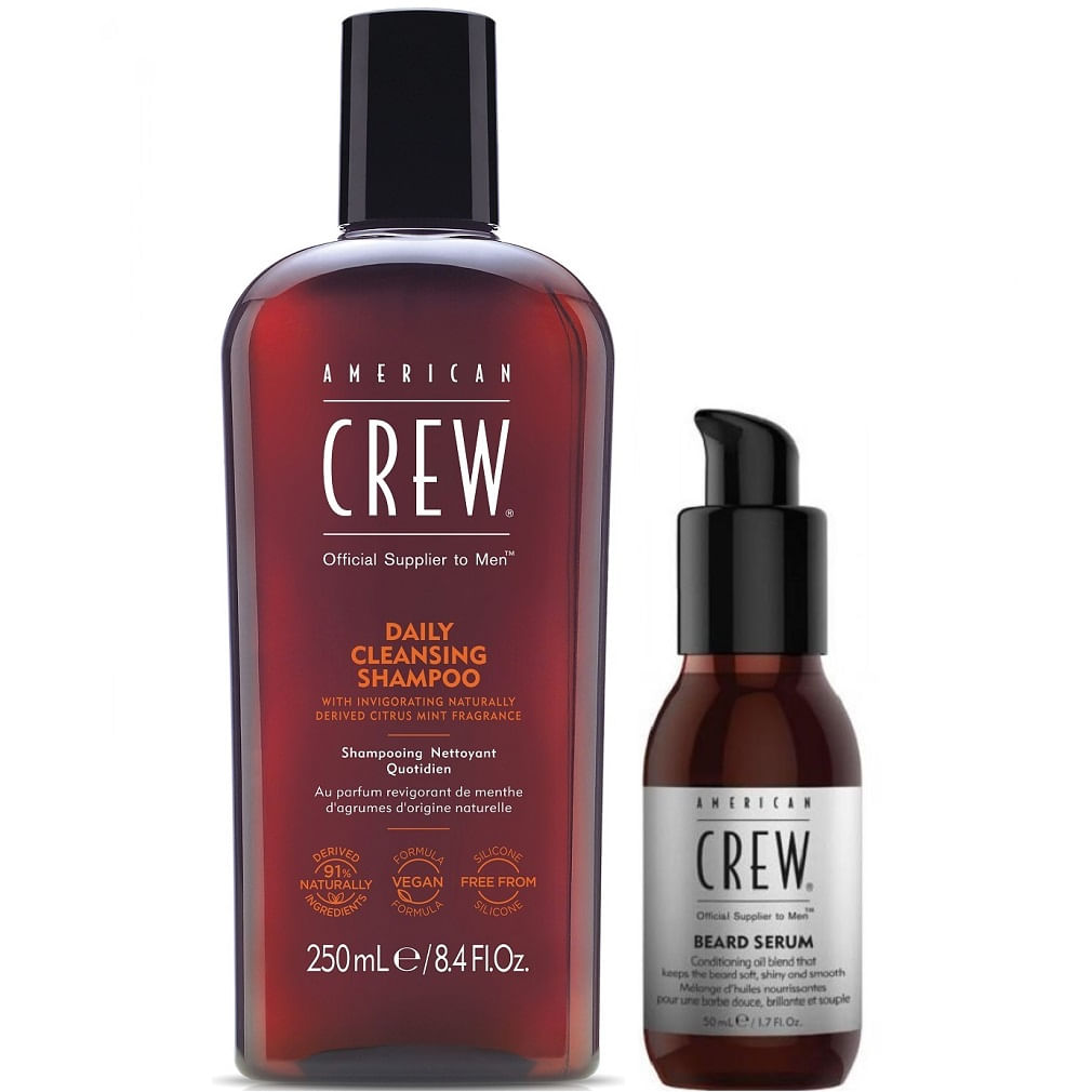 Daily Shampoo 250ml + Aceite para Barba Beard Serum American Crew Men
