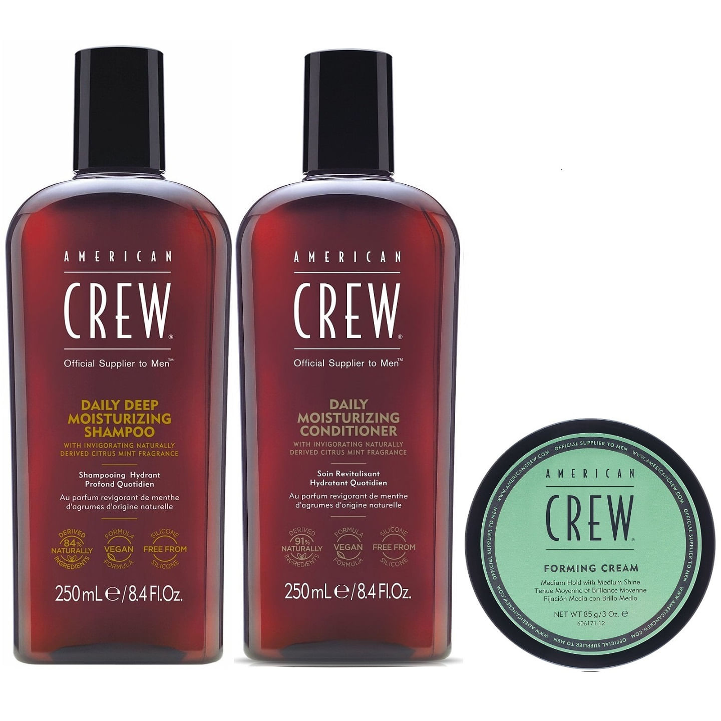 Shampoo Hidratante + Conditioner +Cera Forming Cream American Crew Men