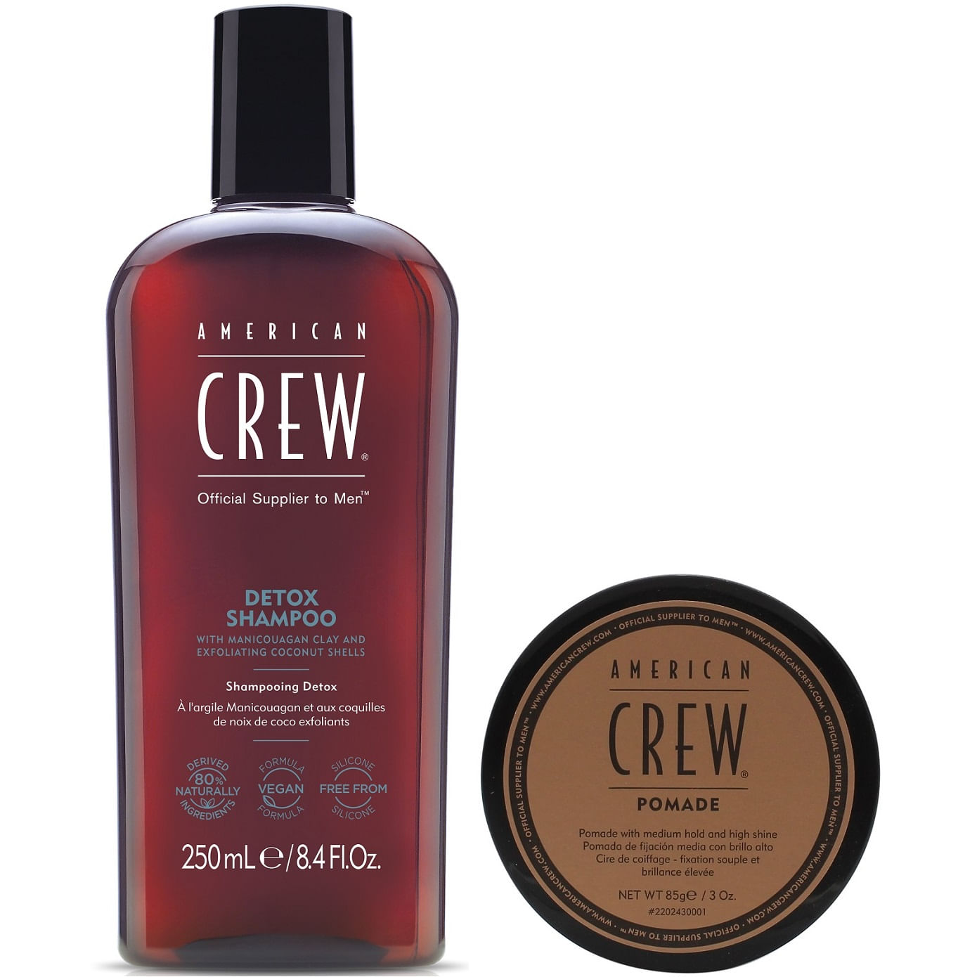 Shampoo Exfoliante Detox + Cera Pomade American Crew Men