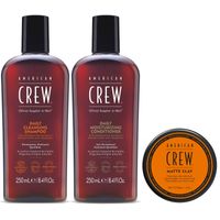 Daily Shampoo + Acondicionador + Cera Matte Clay American Crew Men