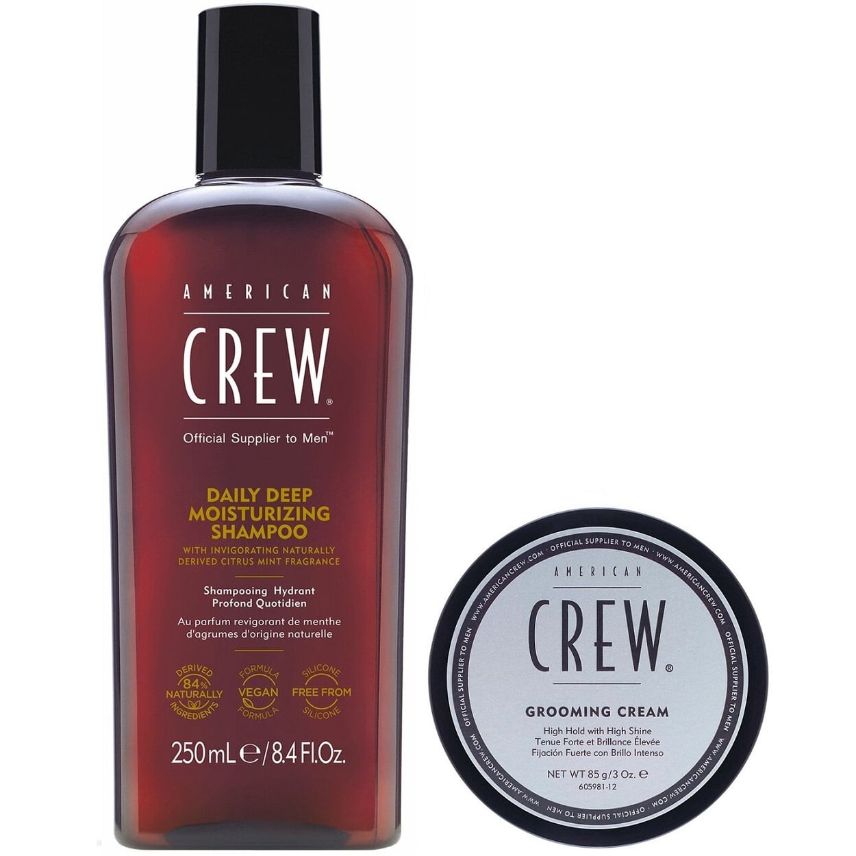Shampoo Hidratante 250ml + Cera Grooming Cream 85gr American Crew Men