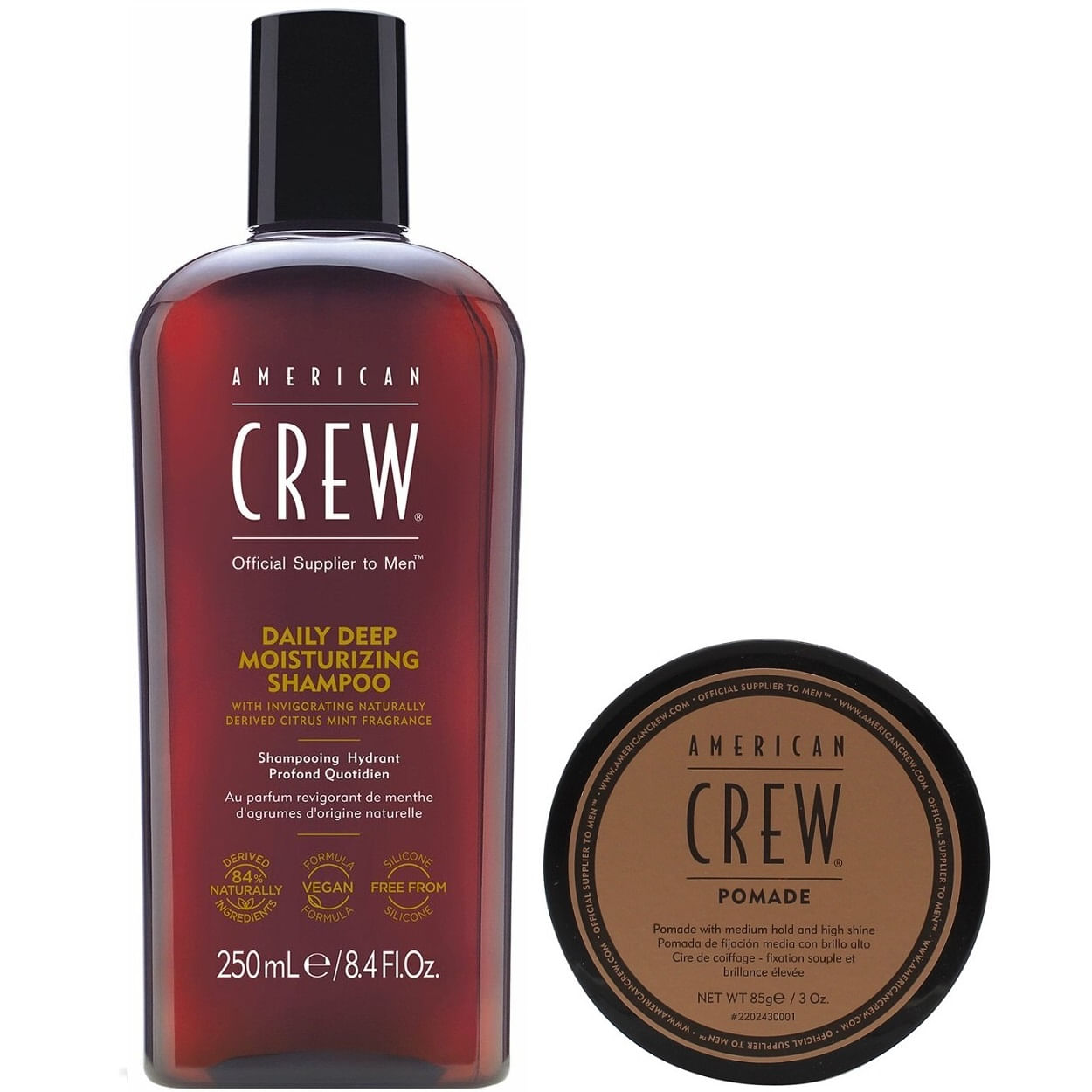 Shampoo Hidratante 250ml + Cera Pomade 85gr American Crew Men