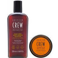Shampoo Hidratante 250ml + Cera Matte Clay 85gr American Crew Men