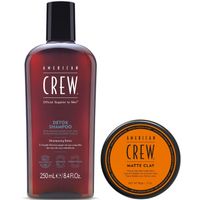 Shampoo Exfoliante Detox + Cera Matte Clay American Crew Men
